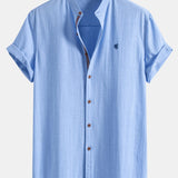 Ensemble — chemise en lin à manches courtes & short texturé froissé à cordon