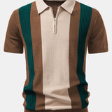 Ensemble — polo en maille texturée color block & pantalon fuselé coupe slim