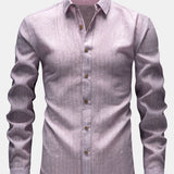 Chemise boutonnée en lin rayé à manches longues