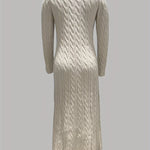 Sarah — Robe Maxi en Tricot Câblé Confortable