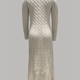 Sarah — Robe Maxi en Tricot Câblé Confortable