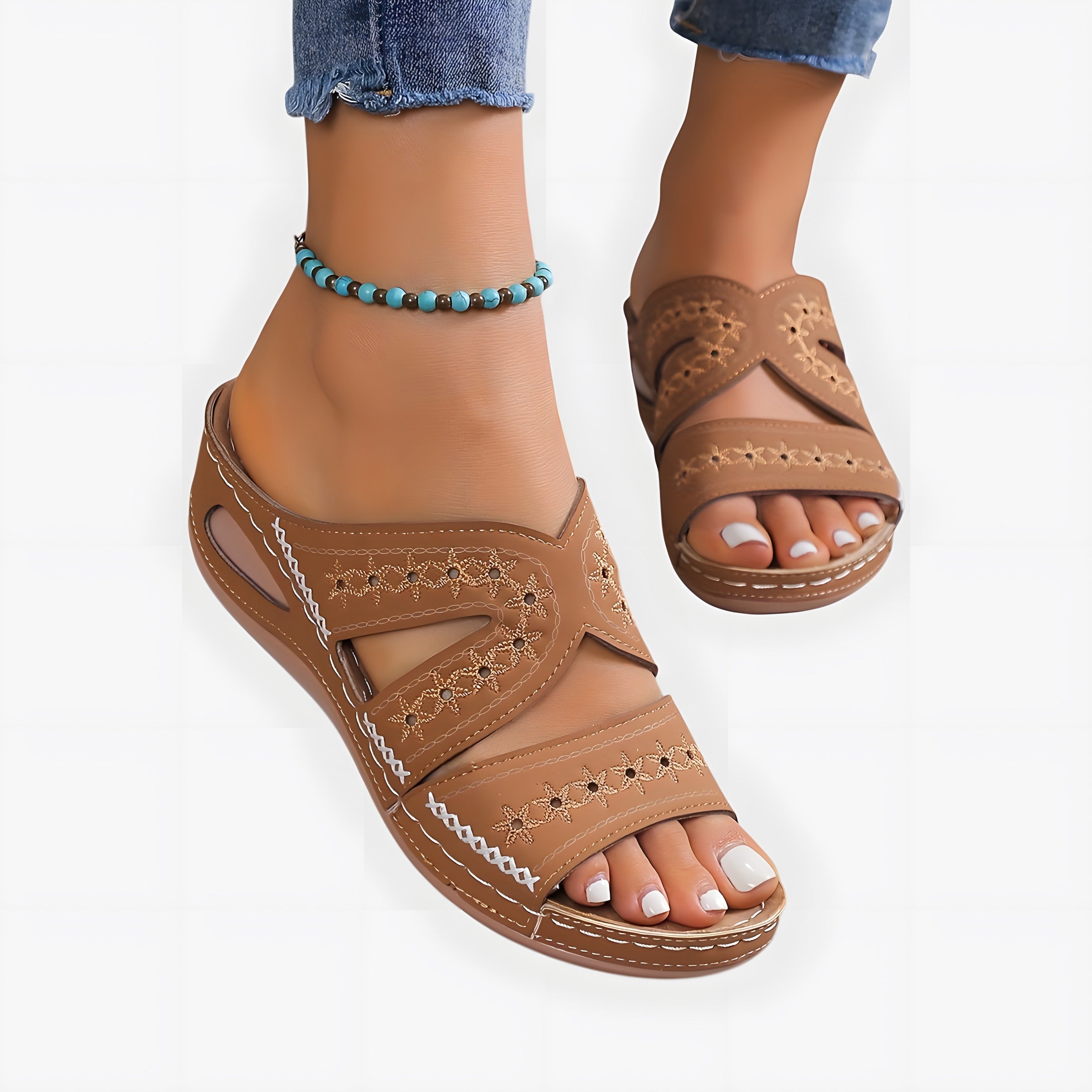 Bonnie | Sandales orthopédiques femme élégantes Marron Clair