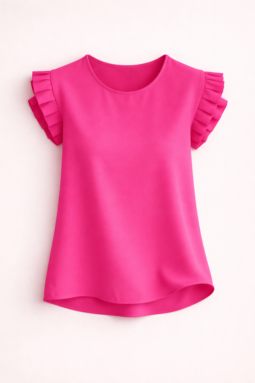 Viviane | Blouse à manches courtes et volants étagés Rose, photo studio