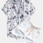 Ensemble — chemise à imprimé palmiers et voiliers & short de bain mi-long à cordon