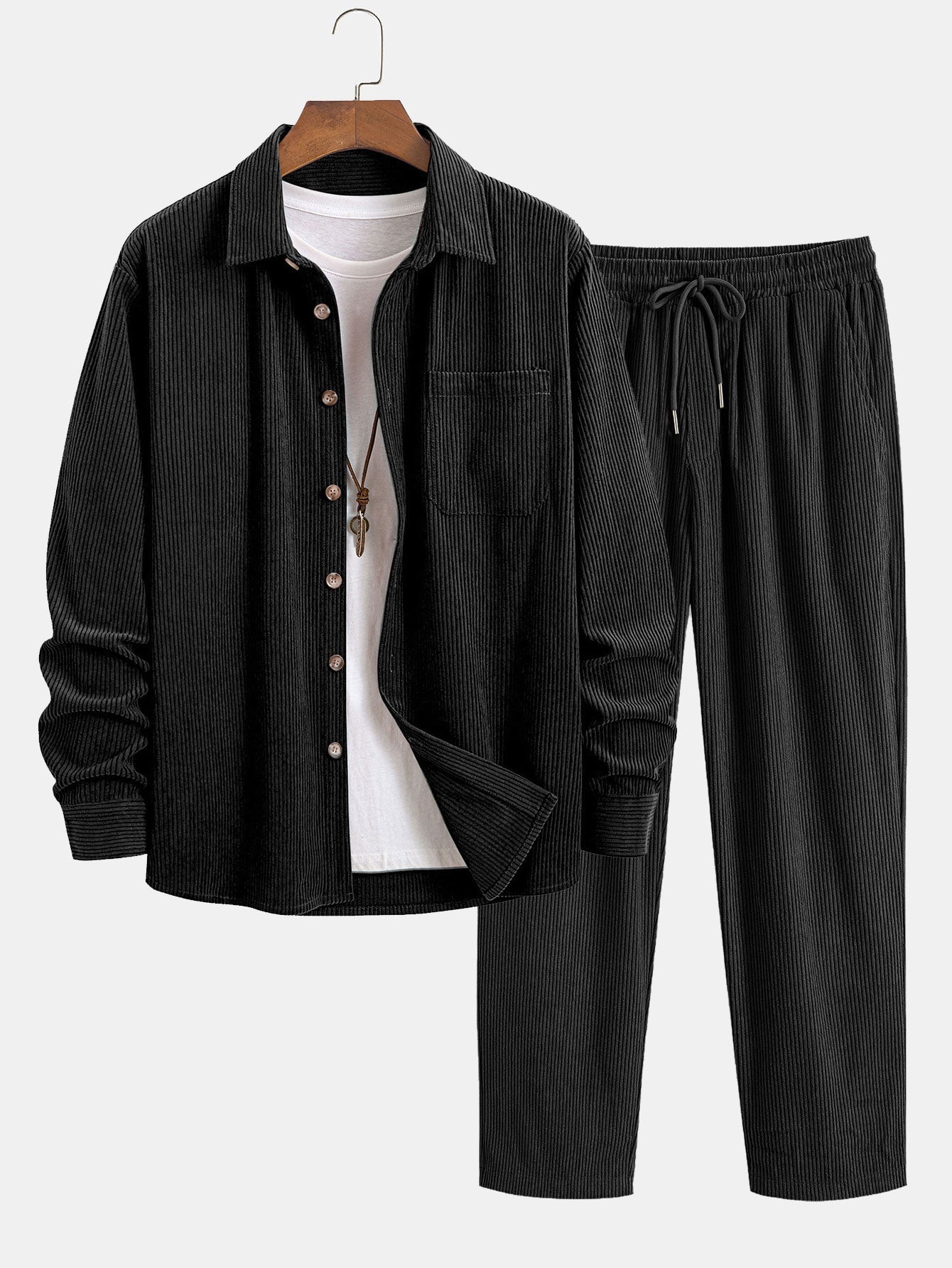 Ensemble — chemise en velours côtelé & pantalon en velours côtelé à jambe droite