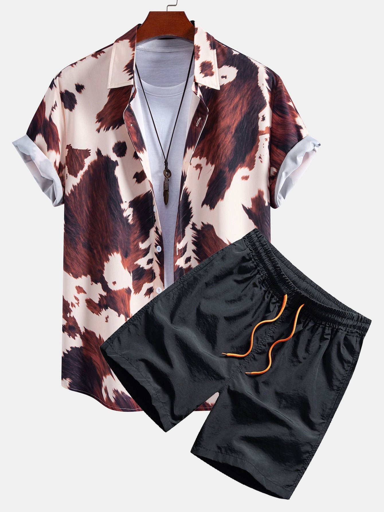Ensemble — chemise à imprimé vache & short de bain