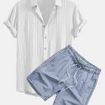 Ensemble Capucine — chemise texturée froissée & short de bain à imprimé rayé
