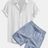 Ensemble Capucine — chemise texturée froissée & short de bain à imprimé rayé