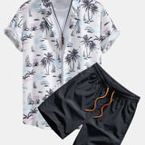 Ensemble — chemise à imprimé palmiers et voiliers & short de bain mi-long à cordon