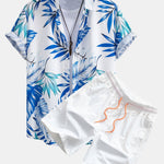 Ensemble — chemise à imprimé feuilles tropicales & short de bain mi-long à cordon