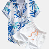 Ensemble — chemise à imprimé feuilles tropicales & short de bain mi-long à cordon