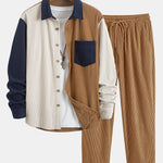 Ensemble Capucine — chemise patchwork en velours côtelé & pantalon en velours côtelé à jambe droite
