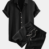 Ensemble — chemise jacquard à losanges géométriques & short à cordon en lin mélangé