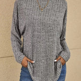 Noémie | Pull ample côtelé à ourlet arrondi