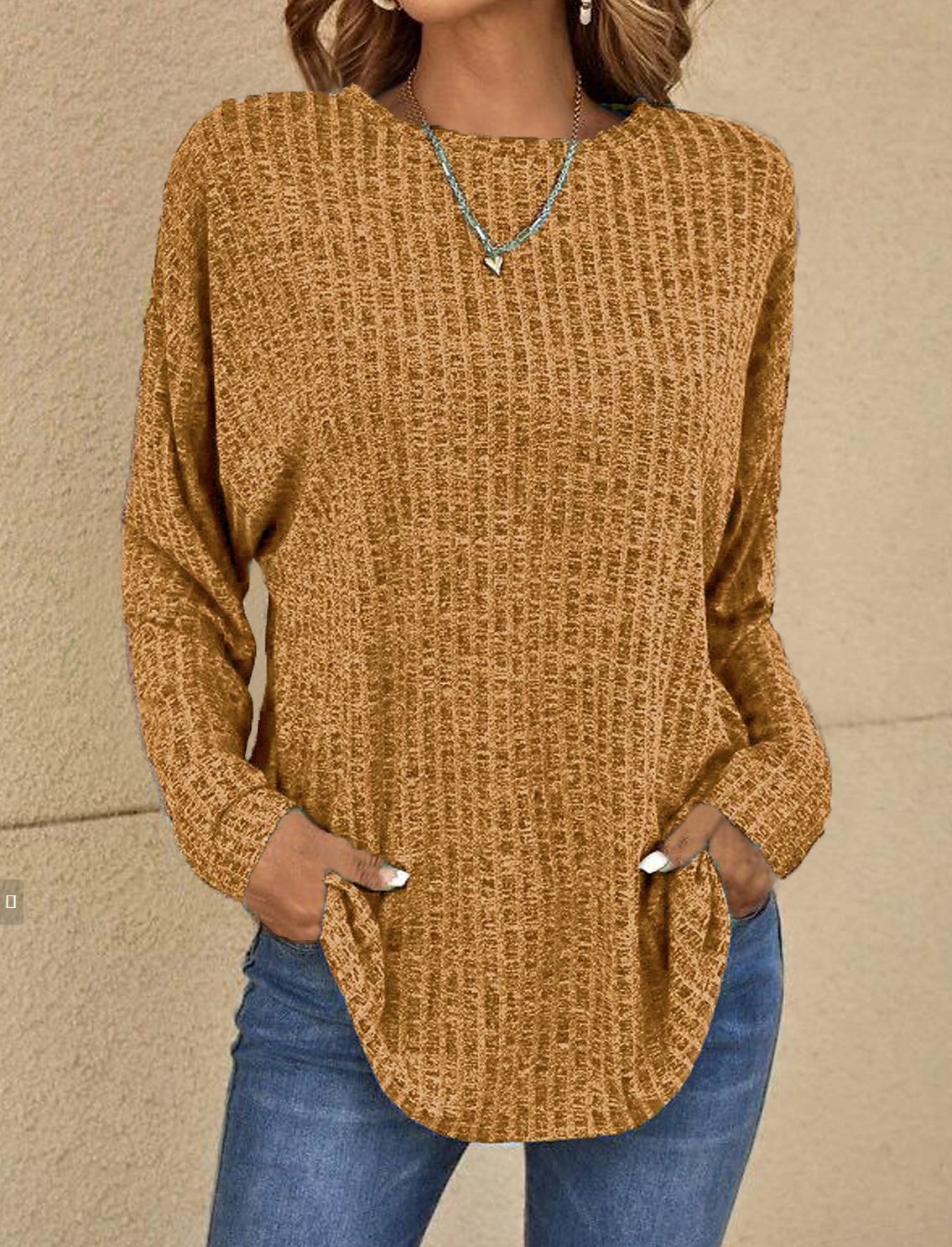 Svenja | Pull oversize en maille nid d'abeille Orange, photo studio