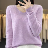 Clémence | Pull en maille à col V et poignets côtelés