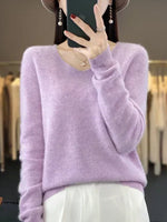 Clémence | Pull en maille à col V et poignets côtelés