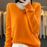 Clémence | Pull en maille à col V et poignets côtelés