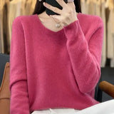 Clémence | Pull en maille à col V et poignets côtelés