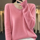 Clémence | Pull en maille à col V et poignets côtelés