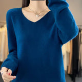 Clémence | Pull en maille à col V et poignets côtelés