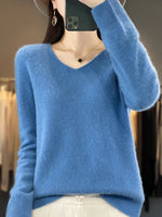 Clémence | Pull en maille à col V et poignets côtelés