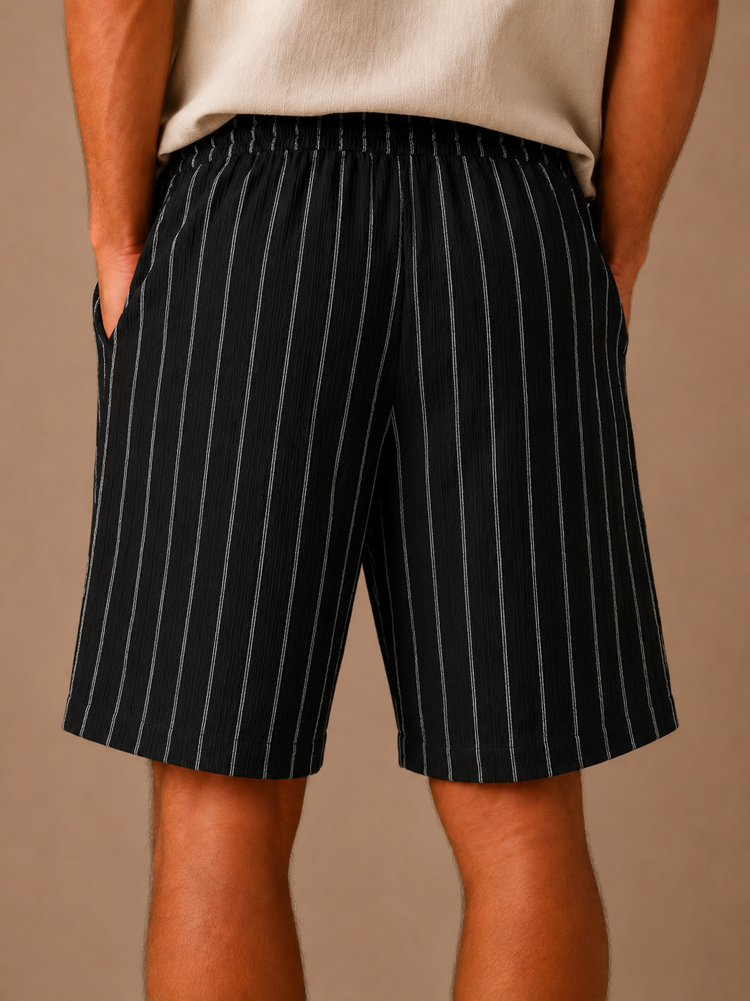 Men's Linen Drawstring Shorts – Striped Relaxed Fit | Areleon