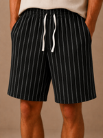 Men's Linen Drawstring Shorts – Striped Relaxed Fit | Areleon