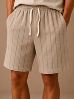 Men's Linen Drawstring Shorts – Striped Relaxed Fit | Areleon