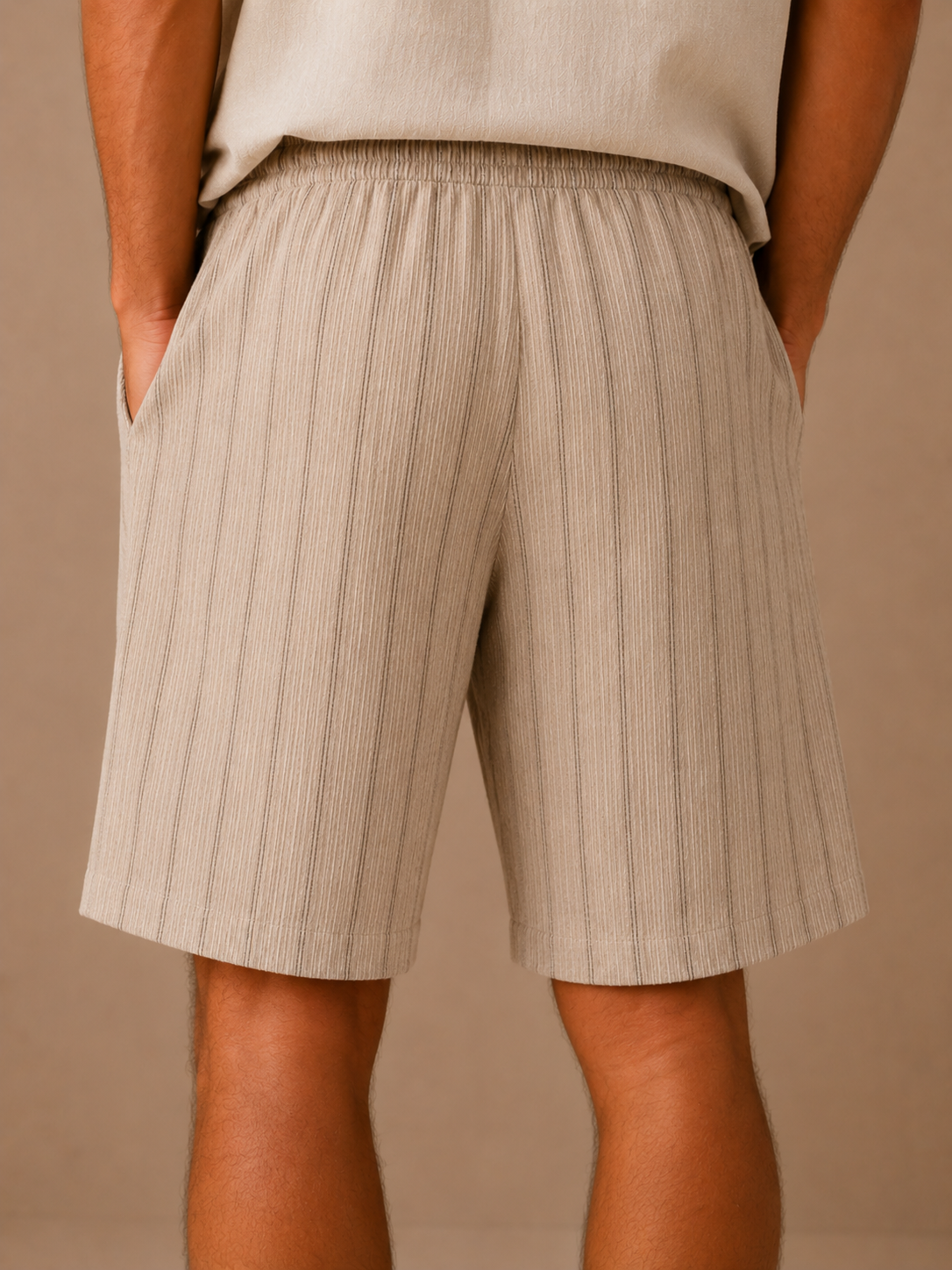 Men's Linen Drawstring Shorts – Striped Relaxed Fit | Areleon