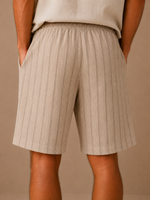 Men's Linen Drawstring Shorts – Striped Relaxed Fit | Areleon