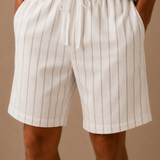 Men's Linen Drawstring Shorts – Striped Relaxed Fit | Areleon