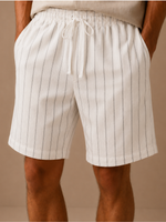 Men's Linen Drawstring Shorts – Striped Relaxed Fit | Areleon