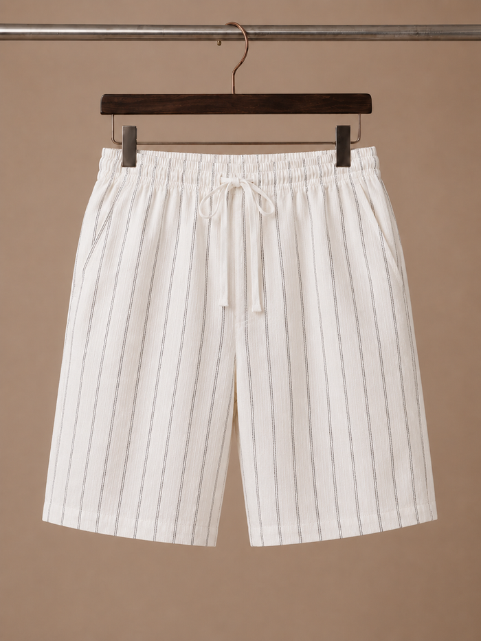 Men's Linen Drawstring Shorts – Striped Relaxed Fit | Areleon