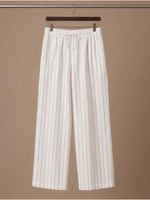 Men's Linen Drawstring Trousers – Striped Casual Fit | Areleon