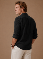 Men's Grandad Collar Linen Shirt – Relaxed Casual Fit | Areleon