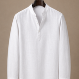 Men's Grandad Collar Linen Shirt – Relaxed Casual Fit | Areleon