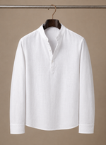 Men's Grandad Collar Linen Shirt – Relaxed Casual Fit | Areleon