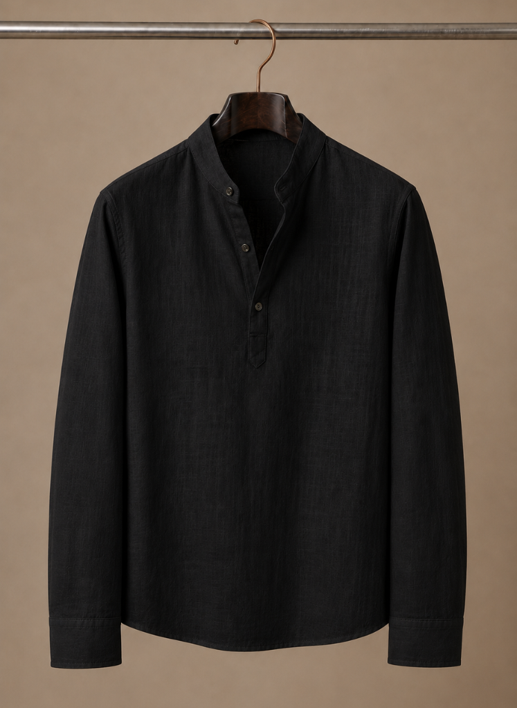 Men's Grandad Collar Linen Shirt – Relaxed Casual Fit | Areleon