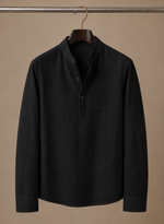 Men's Grandad Collar Linen Shirt – Relaxed Casual Fit | Areleon