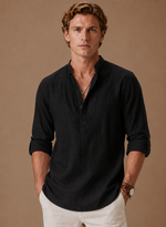 Men's Grandad Collar Linen Shirt – Relaxed Casual Fit | Areleon