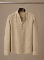 Men's Grandad Collar Linen Shirt – Relaxed Casual Fit | Areleon