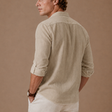 Men's Grandad Collar Linen Shirt – Relaxed Casual Fit | Areleon