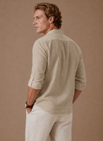 Men's Grandad Collar Linen Shirt – Relaxed Casual Fit | Areleon