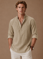 Men's Grandad Collar Linen Shirt – Relaxed Casual Fit | Areleon