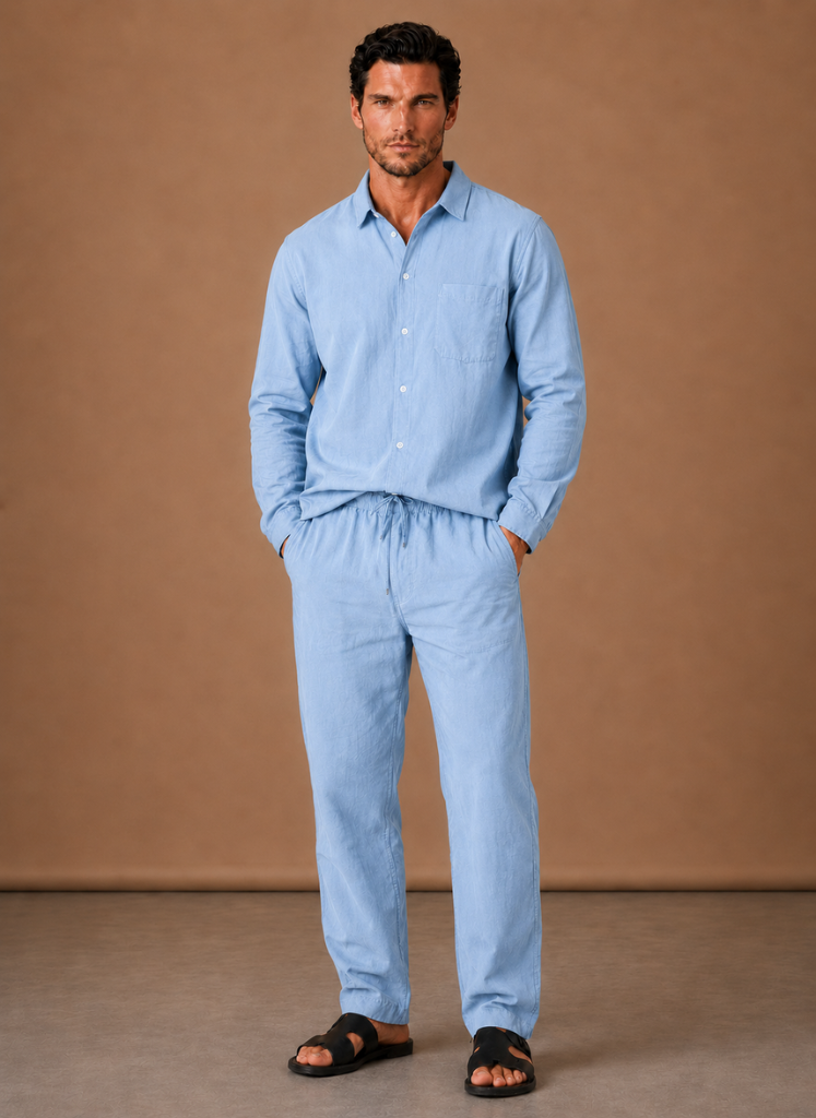 Men's Linen Cotton Set – Shirt & Trousers Smart Casual | Areleon