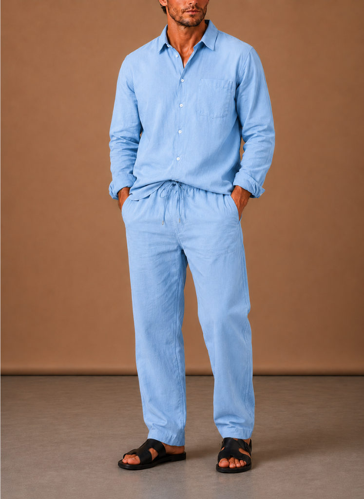 Men's Linen Cotton Set – Shirt & Trousers Smart Casual | Areleon