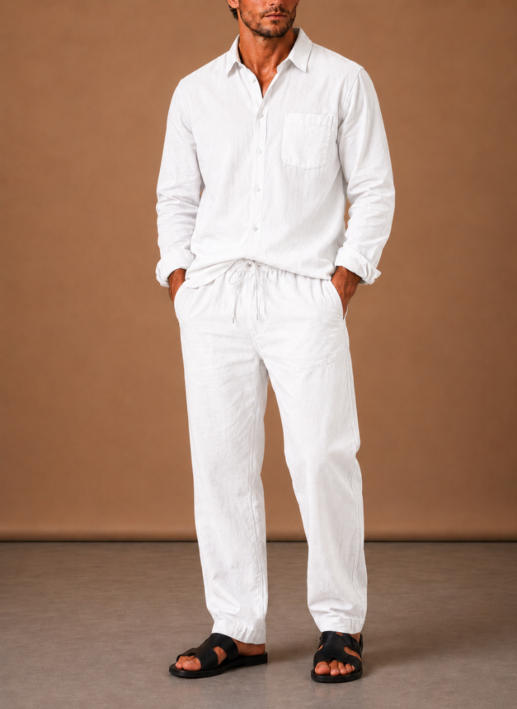 Men's Linen Cotton Set – Shirt & Trousers Smart Casual | Areleon