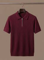 Men's Striped Knit Polo Shirt – Breathable Short Sleeve | Areleon
