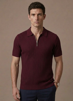 Men's Striped Knit Polo Shirt – Breathable Short Sleeve | Areleon